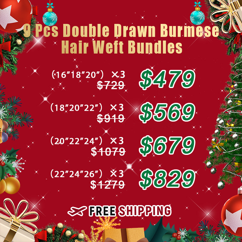 Bundle Deals |Double Drawn Burmese Hair Weft Bundles 9 Pieces For Sale