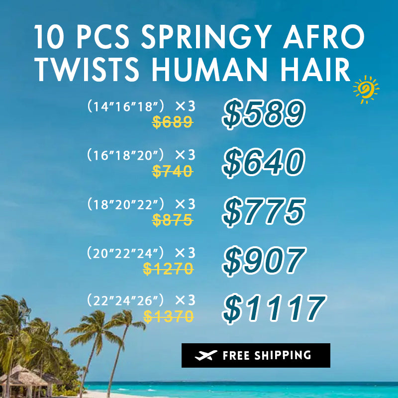 Bundle Deals | Spring Afro Twists Human Hair 9 Pieces For Sale