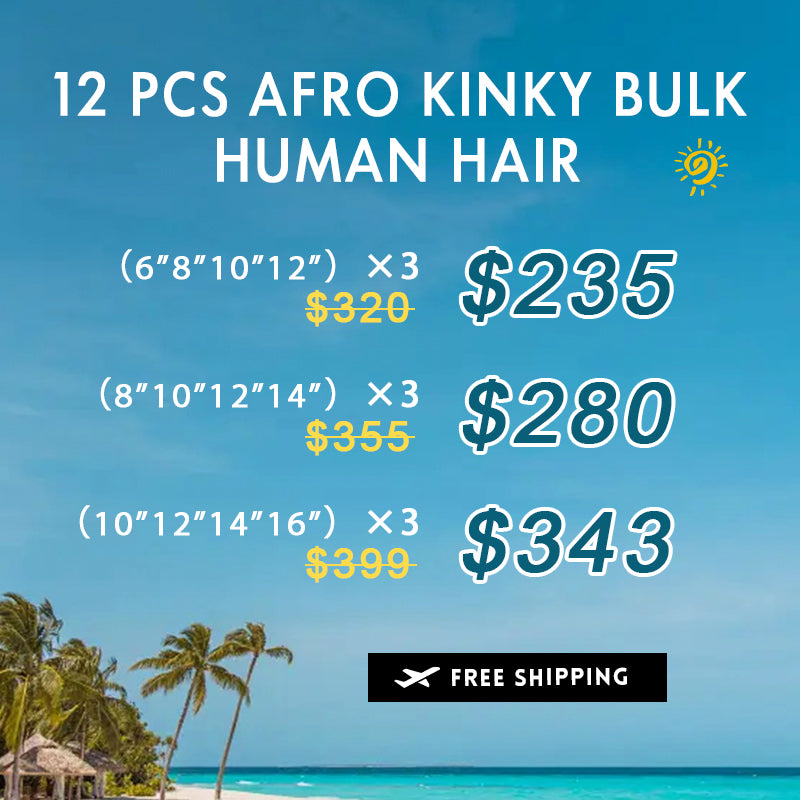 Bundle Deals | Afro Kinky Bulk Human Hair 12 Pieces For Sale