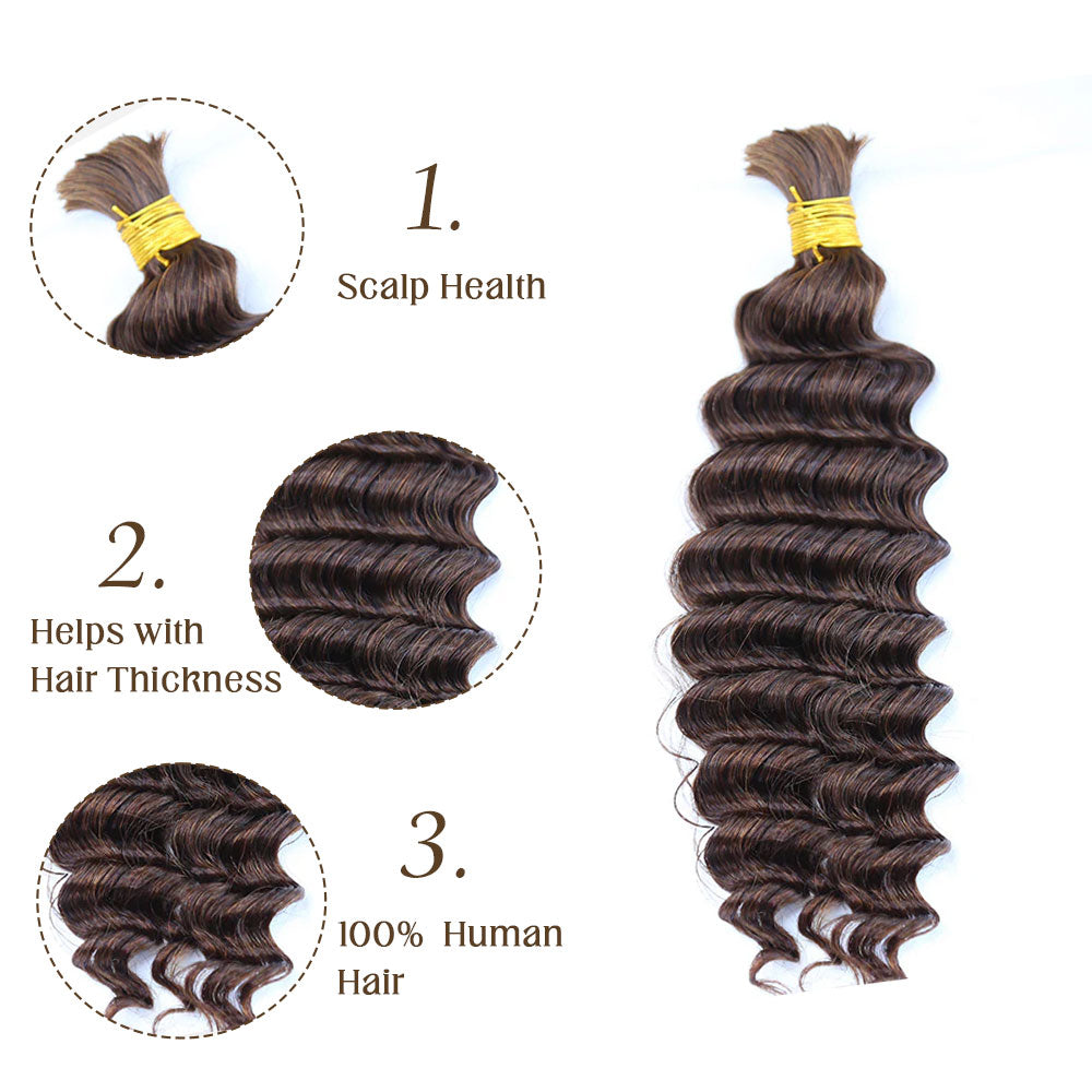 Bulk Human Hair For Braiding #4 Deep Wave