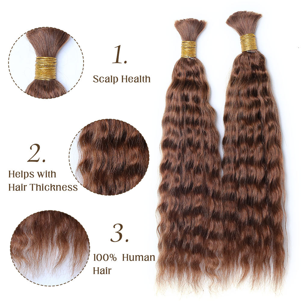Bulk Human Hair for Braiding #30 Color Wet and Wavy Super