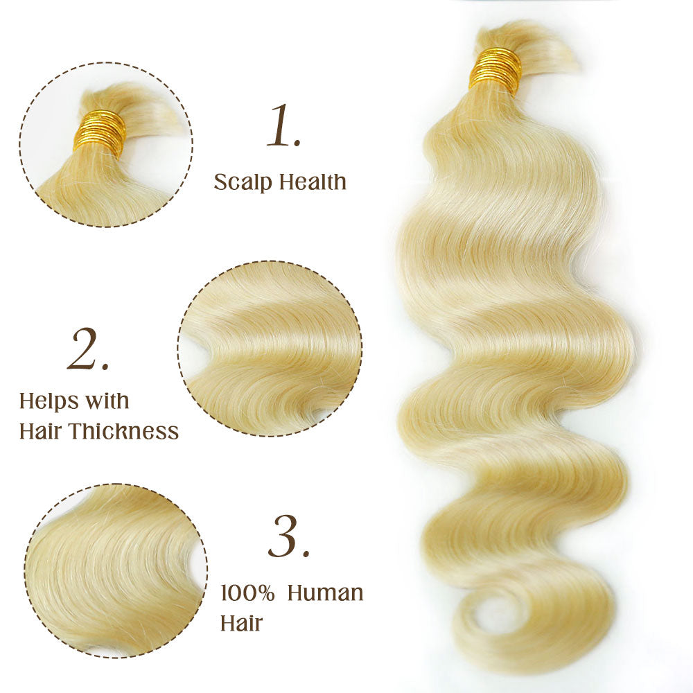 Bulk Human Hair For Braiding #613 Body Wave