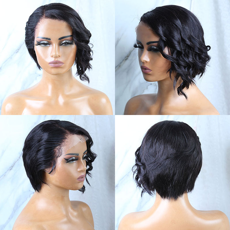 Pre-Styled Pixie Cut Side Wave BOB Lace Wig OBCT-C1