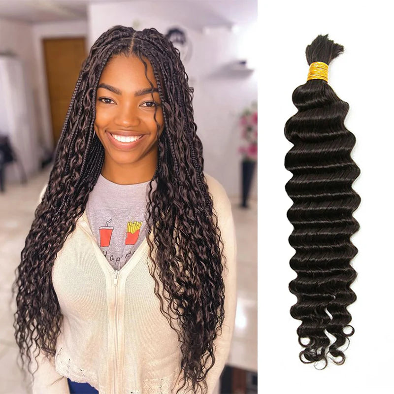 2 Color Bulk Human Hair for Braiding Deep Wave 18 18 200 grams 2 Color