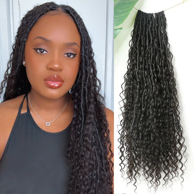 EAYON 26 Inch Boho Faux Locs Crochet Hair With Curly Ends
