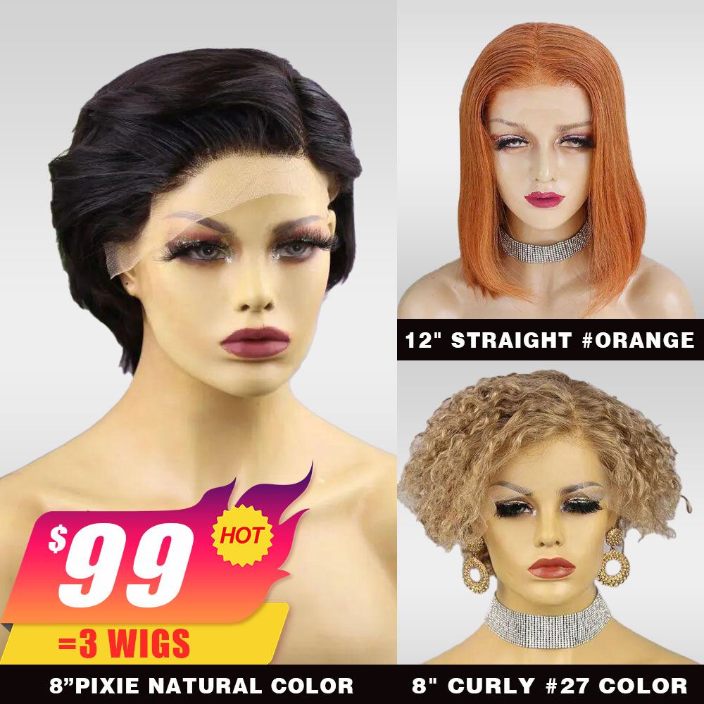 [$99] 3 Hair Units 8 inches 150% density Pixie 01 Medium Cap Size