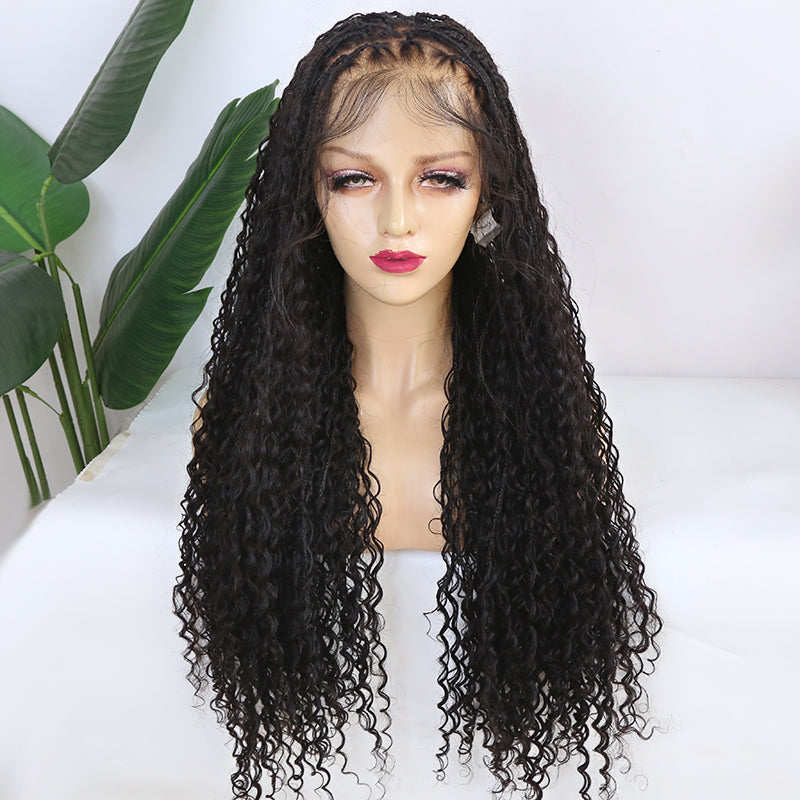 26“ Inches HD Full Lace Wig Human Hair Braided Wig With Baby Hair