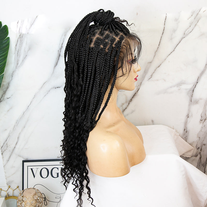 long boho knotless braids with curls
