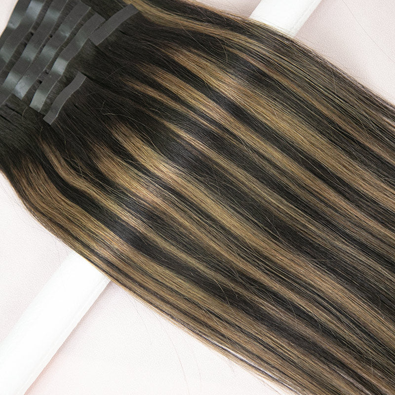 #1bt6p1b Hightlight Blonde Seamless Clip-In Hair Extensions Silk Straight