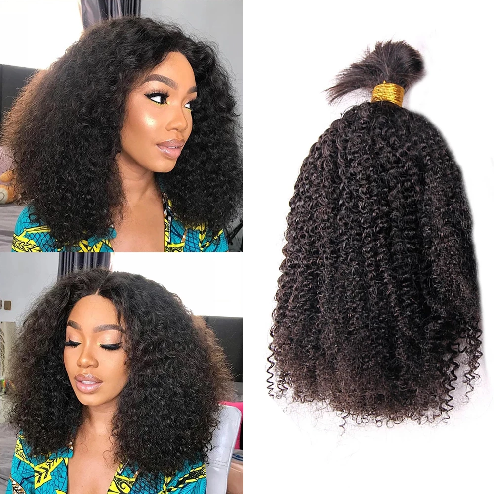 Bulk Afro Kinky Human Hair  Kinky Human Braiding Hair with