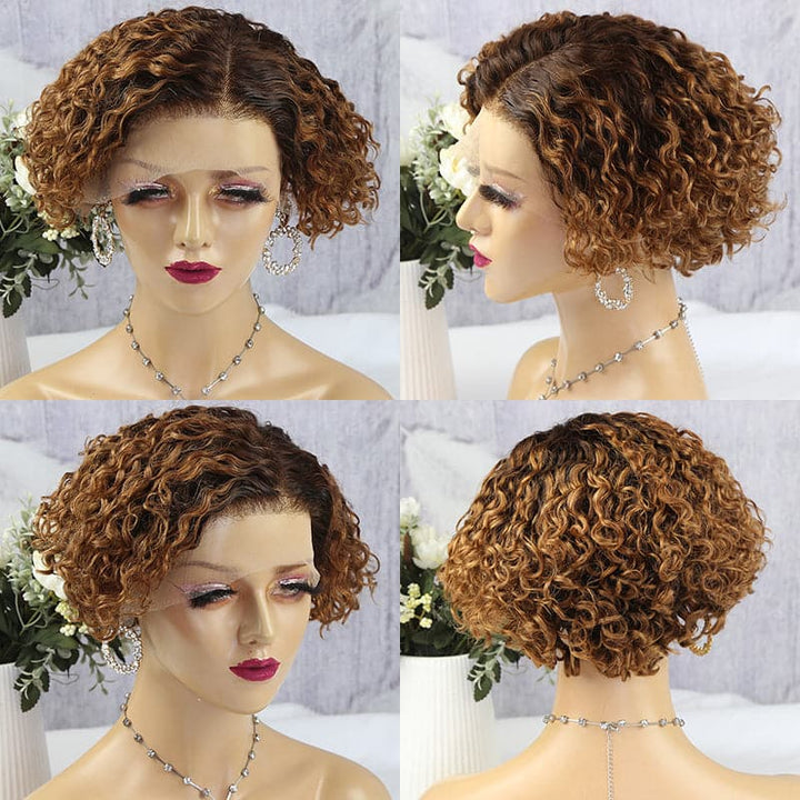 Pre-Styled Pixie Cut Deep Curly BOB Lace Wig 8PCOBB-1
