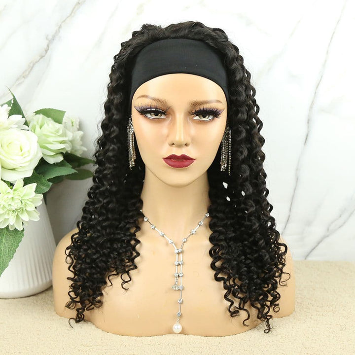 Headband Wig Deep Curly Human Hair HBWD-1
