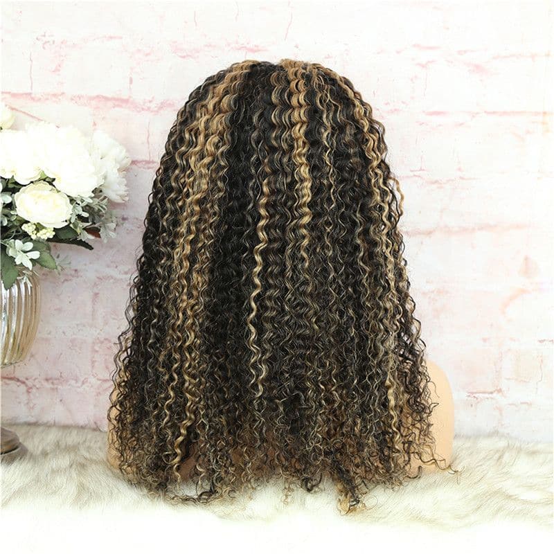 Headband Wig Highlighted Ombre Color Deep Curly Human Hair6