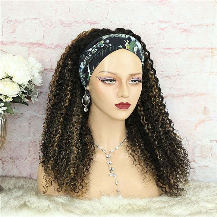 Headband Wig Highlighted Ombre Color Deep Curly Human Hair9