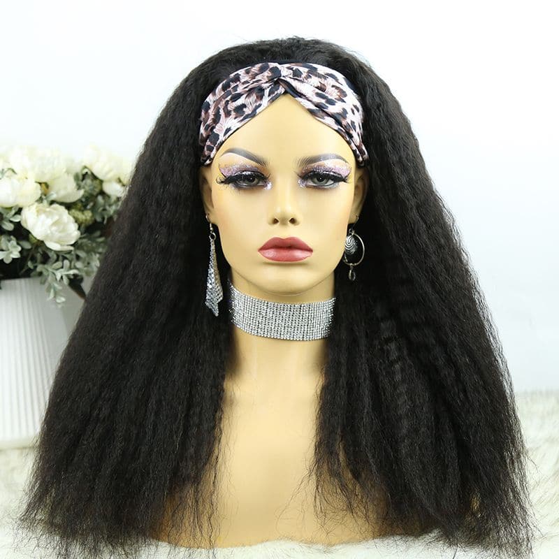 Headband Wig Kinky Straight Human Hair 4