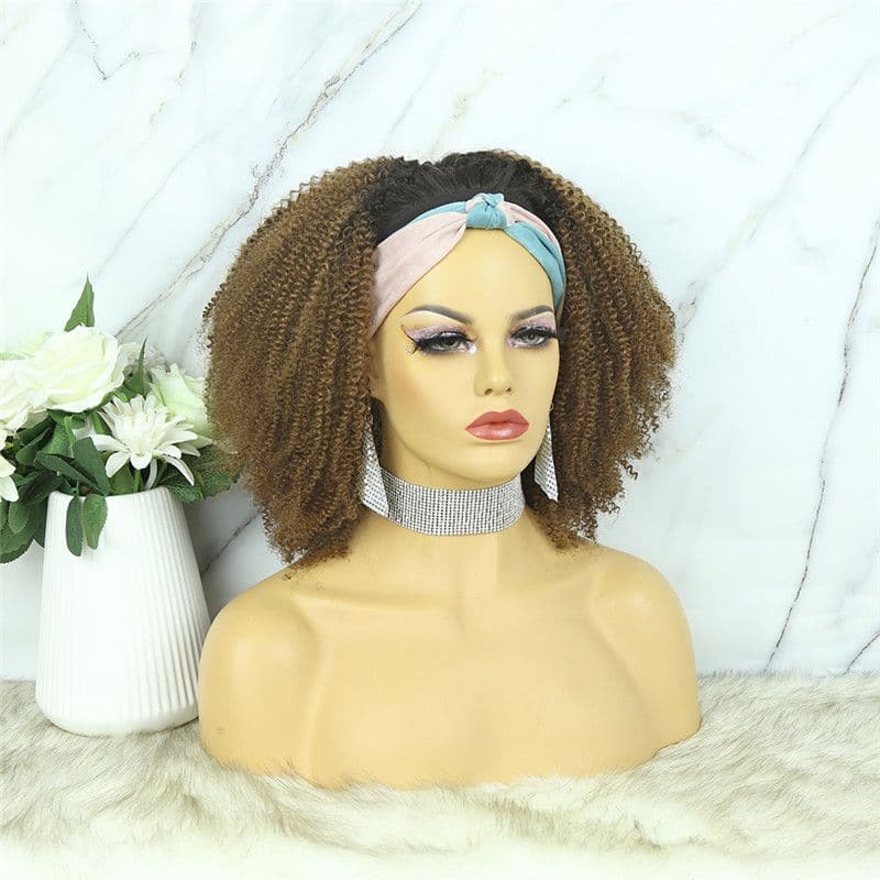 Headband Wig #1b30 Afro Kinky Curly Human Hair6