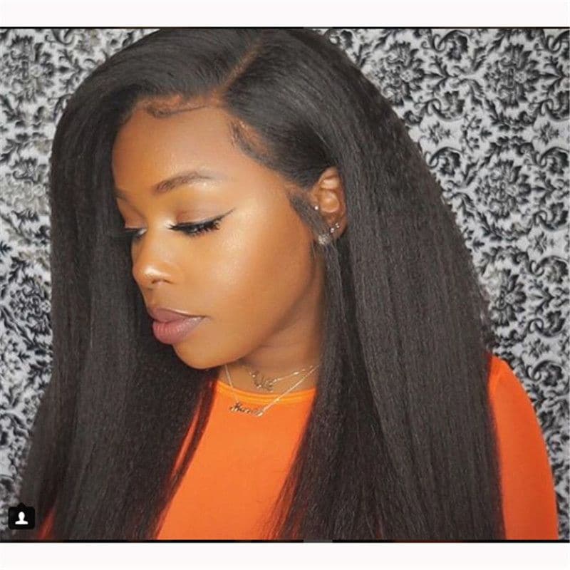 Pre Plucked Kinky Straight Full Lace Wig Human Hair 2