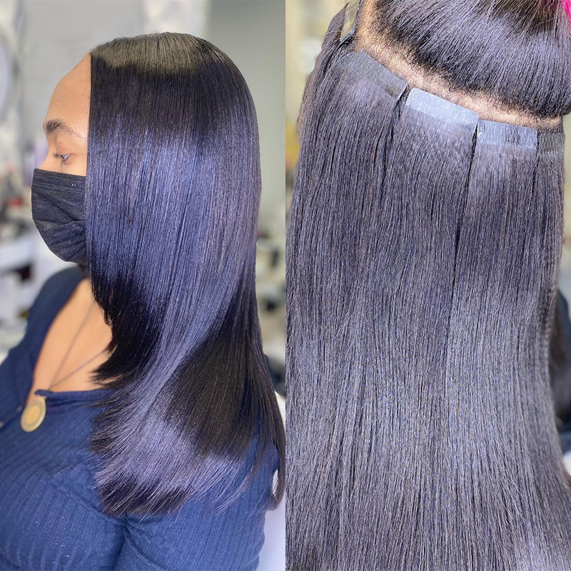 TAPE IN HAIR EXTENSION Light Yaki Straight Human Hair