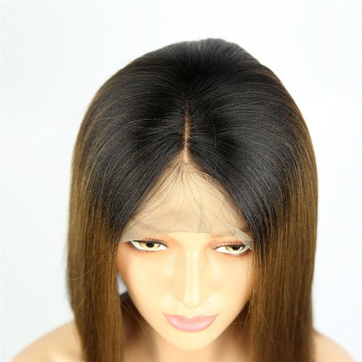 Transparent BOB #T1B-4 Brown Yaky Straight 13x4 Lace Front Wig5