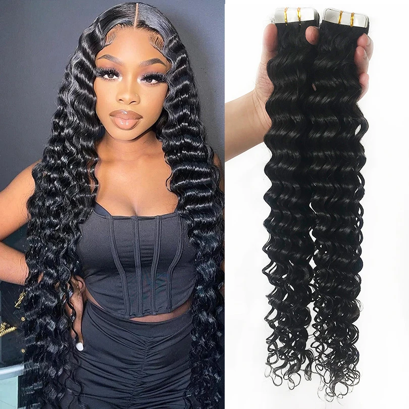 TAPE IN HAIR EXTENSION Deep Wave Human Hair Eayonhair