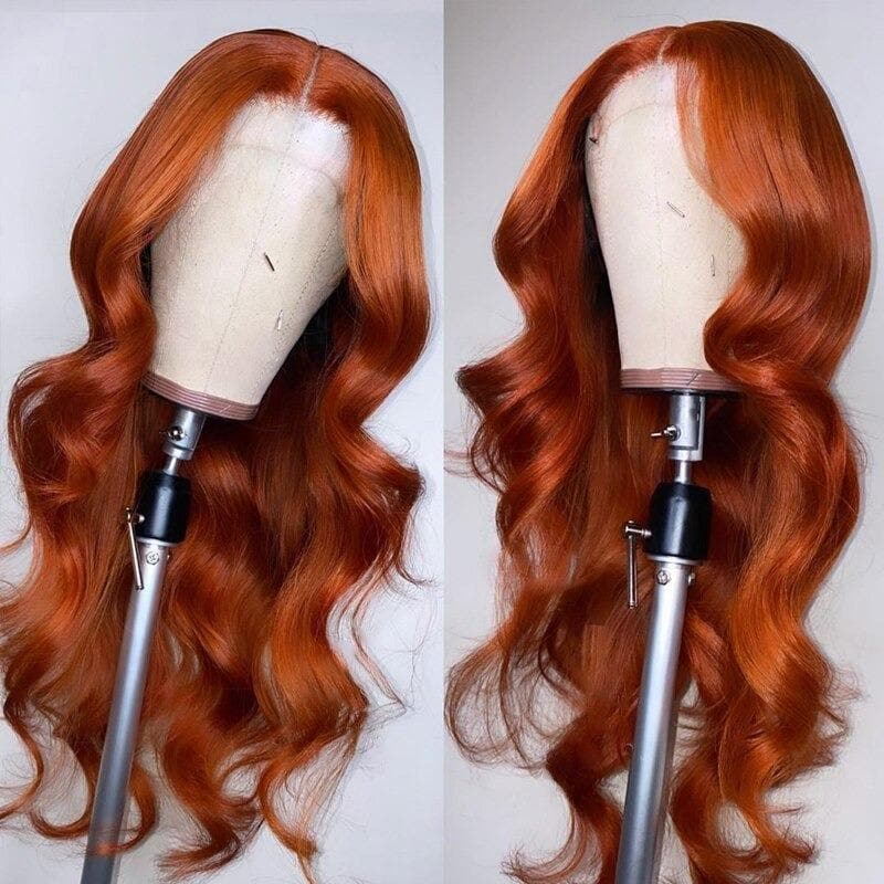 Transparent Lace Ginger Orange Color Body Wave 13x4 Lace Front Wig BBG01