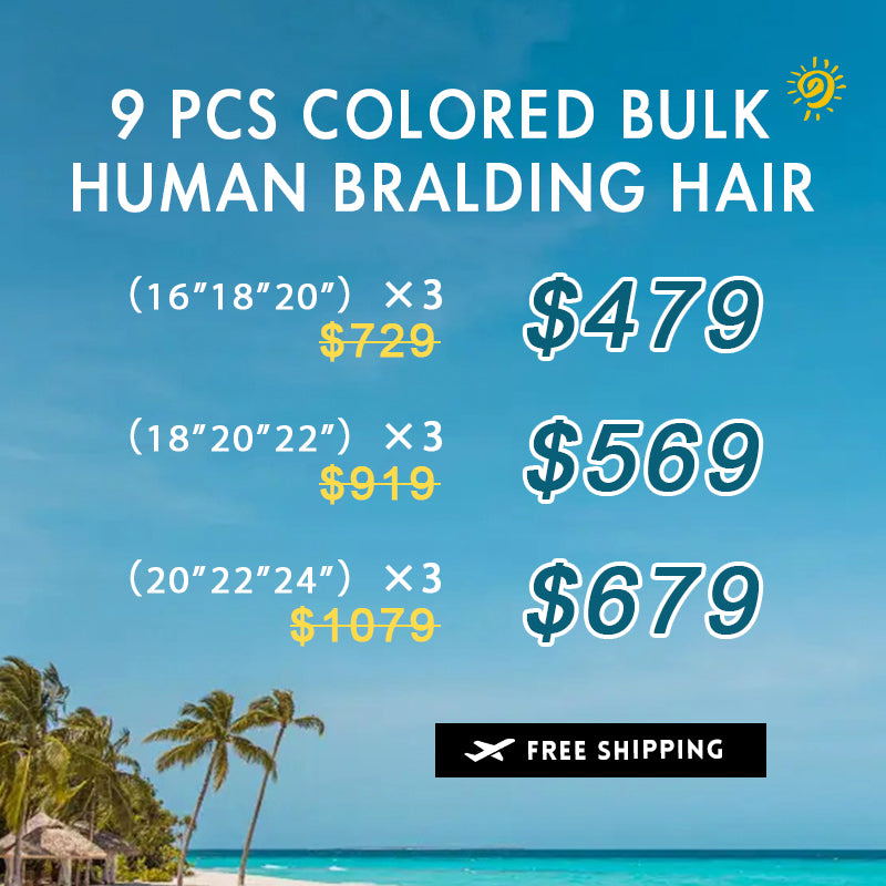Bundle Deals | Colored Bulk Human Braiding Hair 9 Pieces For Sale