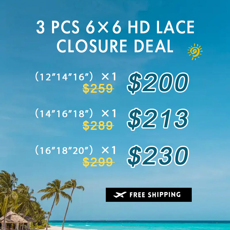 Bundle Deals | 3 Pcs 6x6 HD Lace Closure  Human Hair
