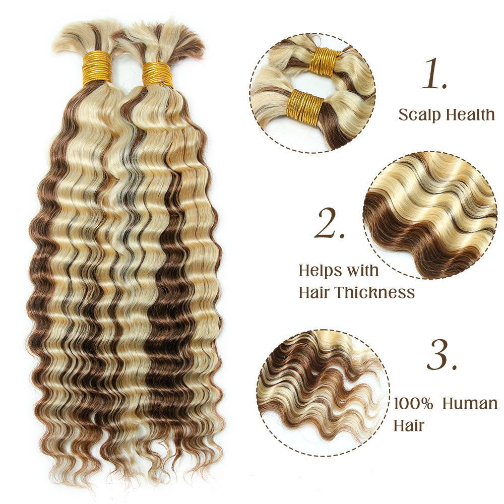Bulk Human Hair For Braiding #D30/613 Deep Wave