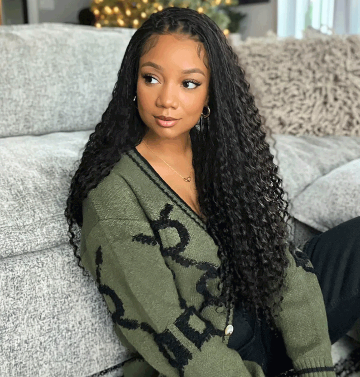 26“-28" Inches HD Full Lace Wig Human Hair Braided Wig With Baby Hair