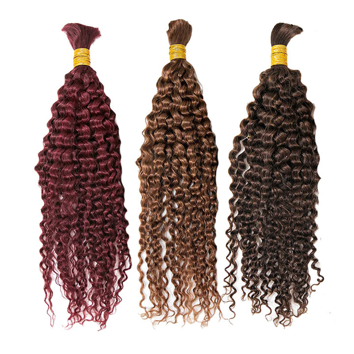 Wholesale-Colored Deep Curly Bulk Human Braiding Hair