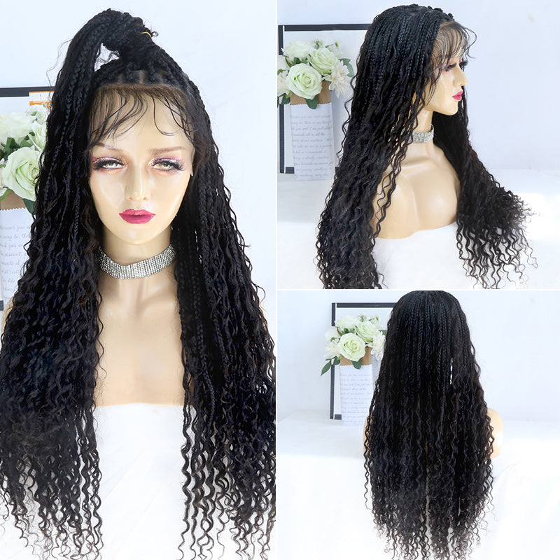 24 Inch Diamond Full Wig Lace Crochet Knotless Bohemian Braided Wig