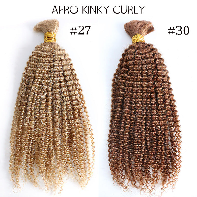 Bulk Human Hair For Braiding Afro Kinky Curly #27 & #30 Color