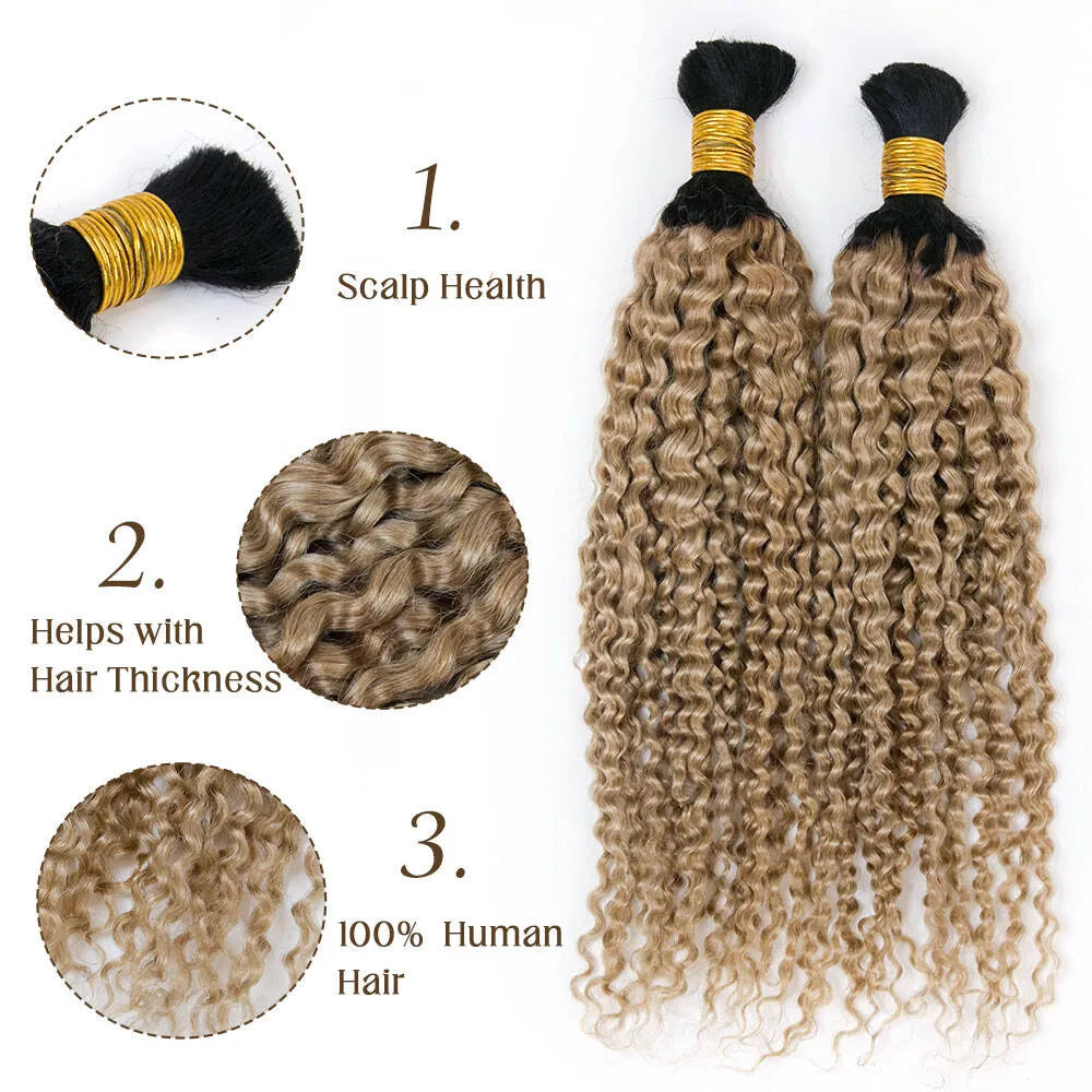 Ombre T1B/27 Deep Curly Bulk Human Hair For Braiding