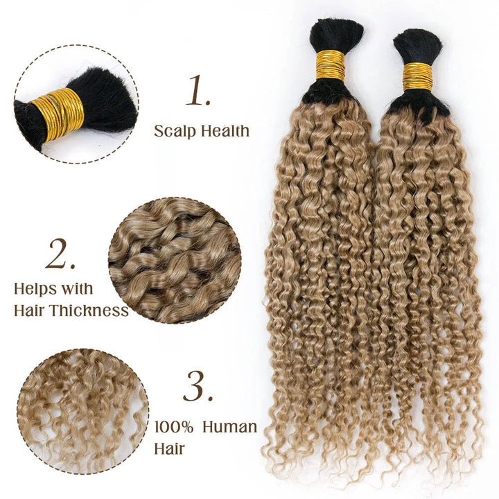 Ombre T1B/27 Deep Curly Bulk Human Hair For Braiding