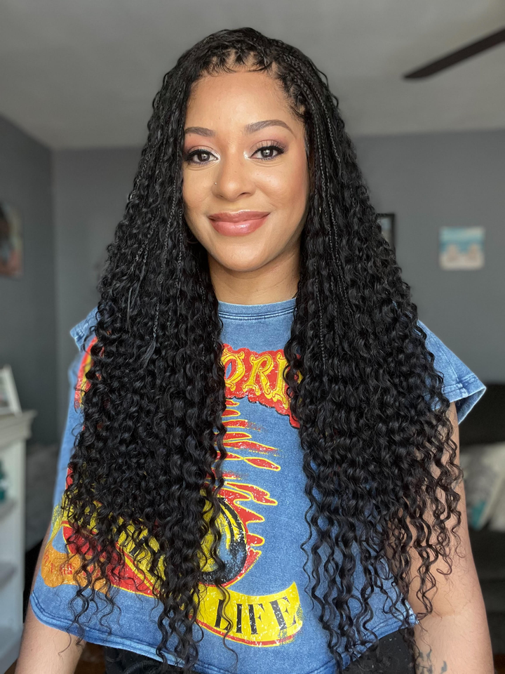 20"-24" Inches Transparent Lace Wig Human Hair Braided Wig With Baby Hair
