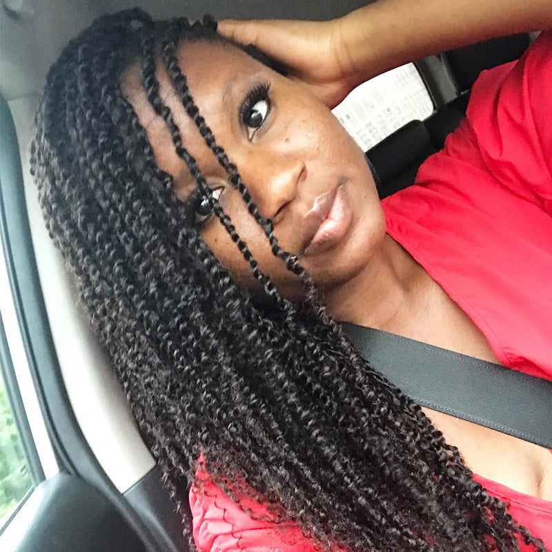 Boho knotless braids with afro kinky curly ends