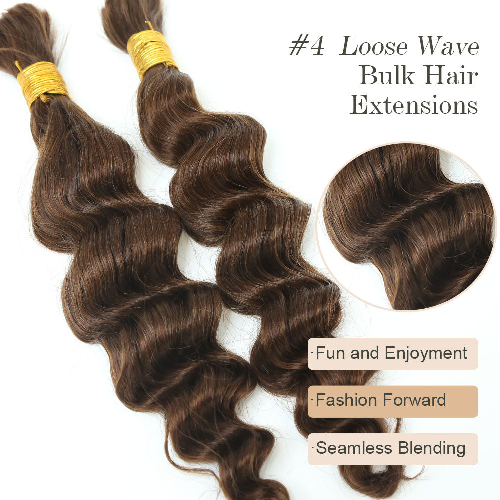 Bulk Human Hair For Braiding #4 Loose Wave