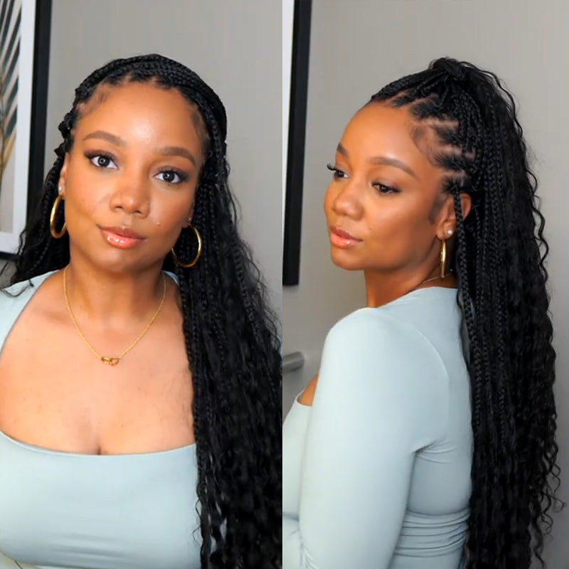 Pre-Looped Crochet Boho Box Braids Human Hair Curls 18 Inch – Eayonhair