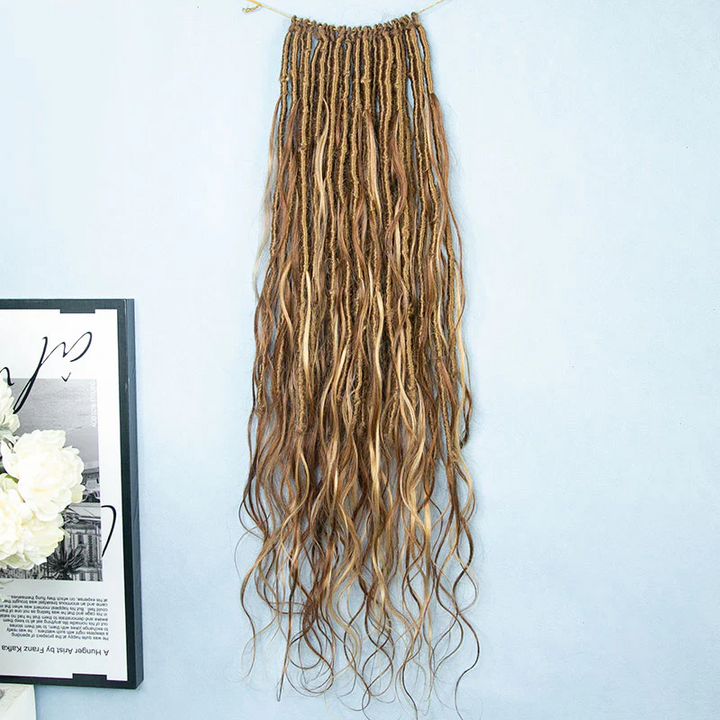 Wholesale-Colored Crochet Boho Locs  22"-26" With Body Wave Human Hair Curls