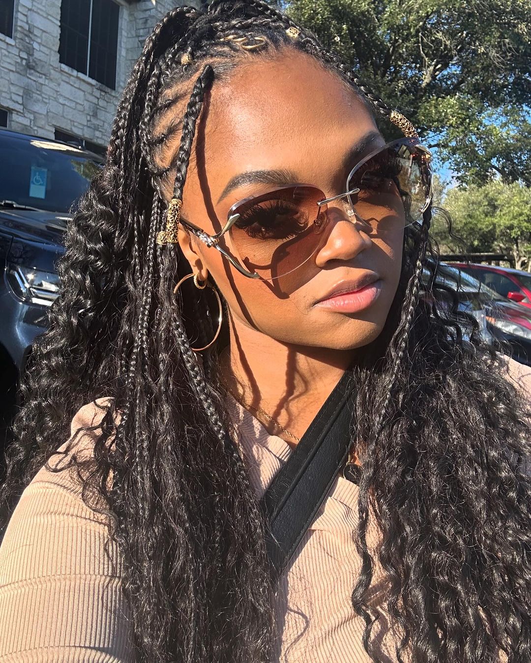 Pre-Looped Crochet Boho Box Braids With Human Hair Curls 24 Inch