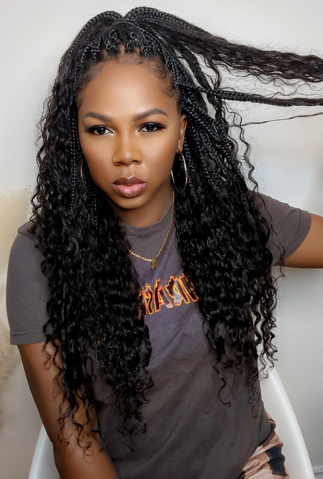 Pre-Looped Crochet Boho Box Braids With Burmese Human Hair Curls