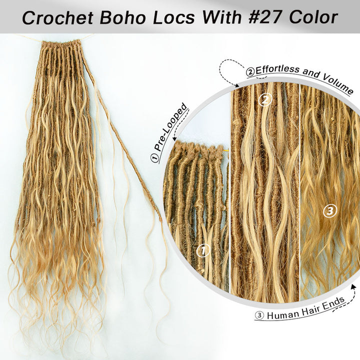 EAYON #27 Color Pre-looped Crochet Boho Locs With French Curls