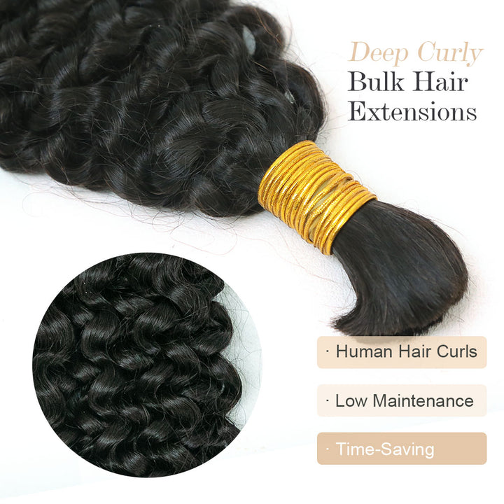 Bulk Human Hair For Braiding Deep Curly