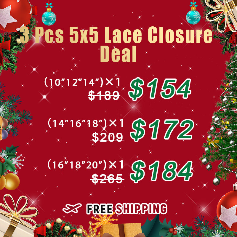 Bundle Deals | 3 Pcs 5x5 HD Lace Closure Human Hair