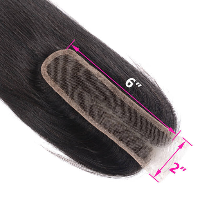 Bundles With 2x6 HD Lace Closure Silk Straight Human Hair