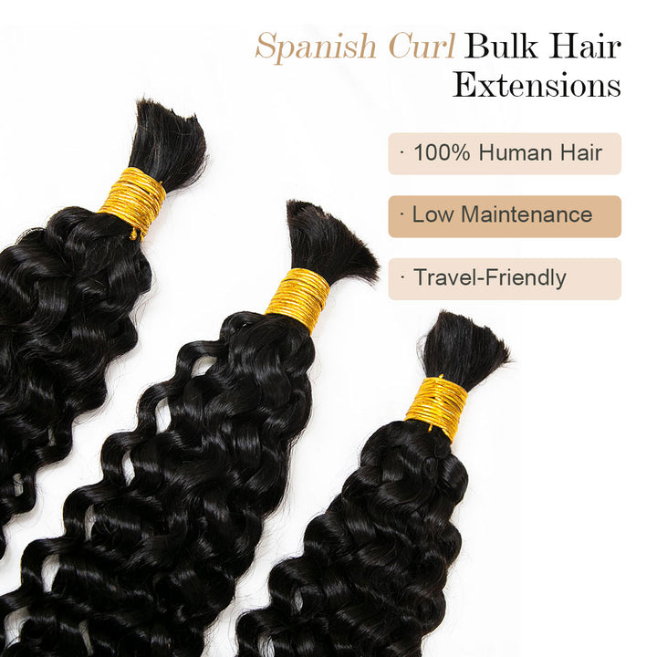 Bulk Human Hair For Braiding Spanish Curly