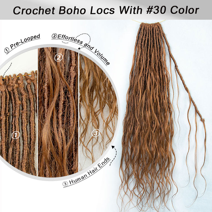 EAYON #30 Color Pre-looped Crochet Boho Locs With French Curls