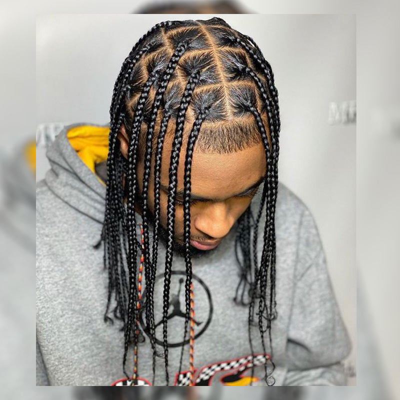 Amazon.com : BOX BRAID HAIRSTYLES FOR MEN Long Box Braids Brazilian Virgin  Human Hair Piece 8x10 Swiss Full Lace Toupee for Black Mens : Beauty &  Personal Care