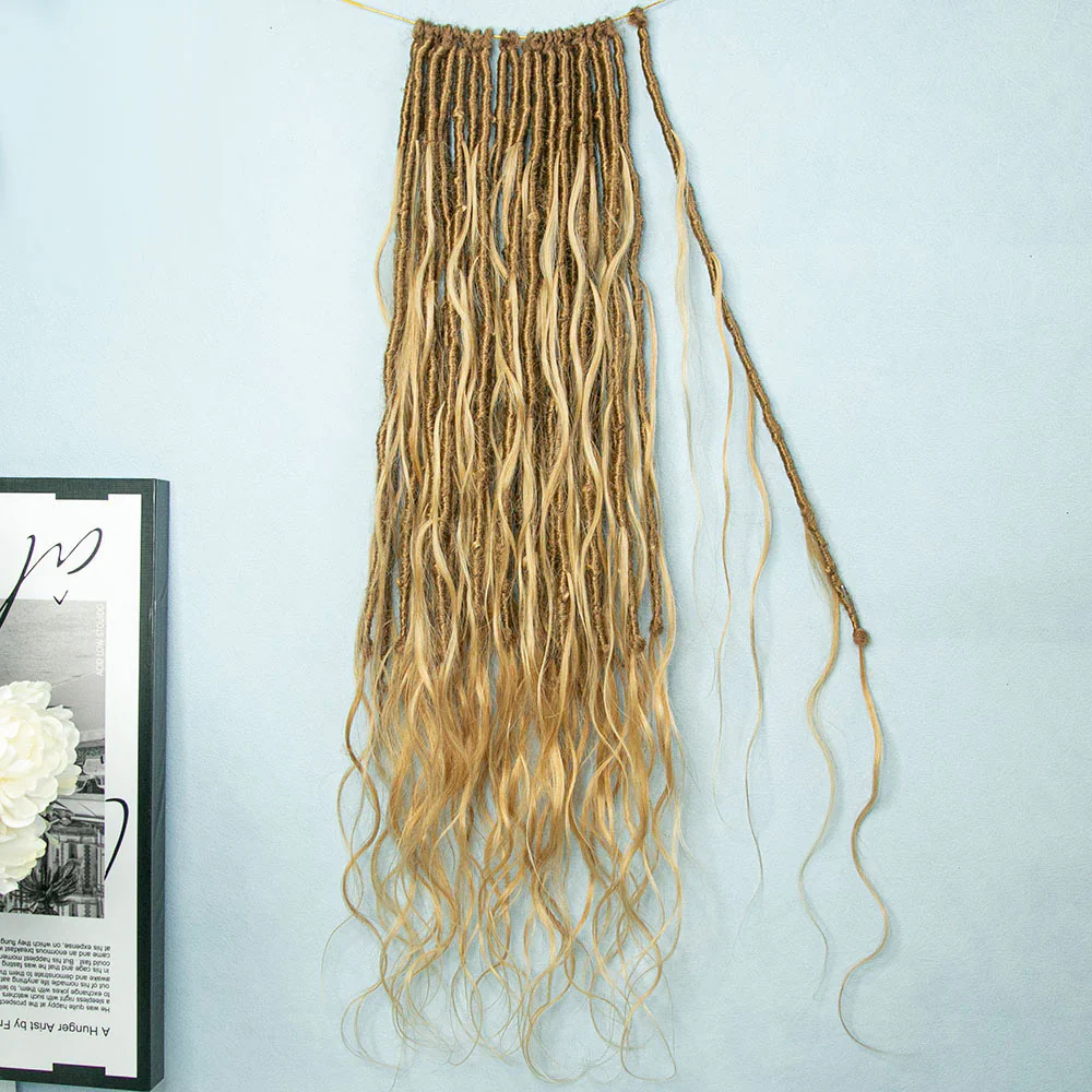 Wholesale-Colored Crochet Boho Locs  22"-26" With Body Wave Human Hair Curls