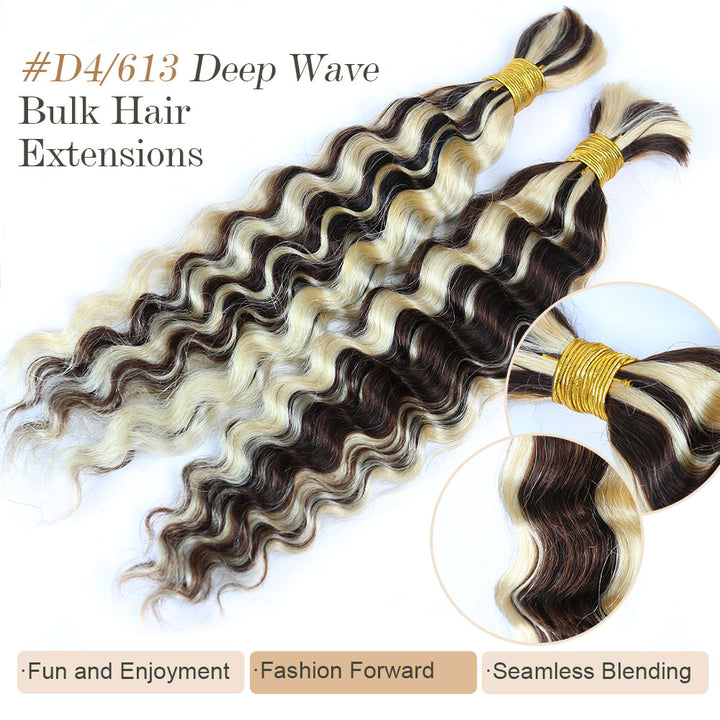 Bulk Human Hair For Braiding #D4/613 Deep Wave